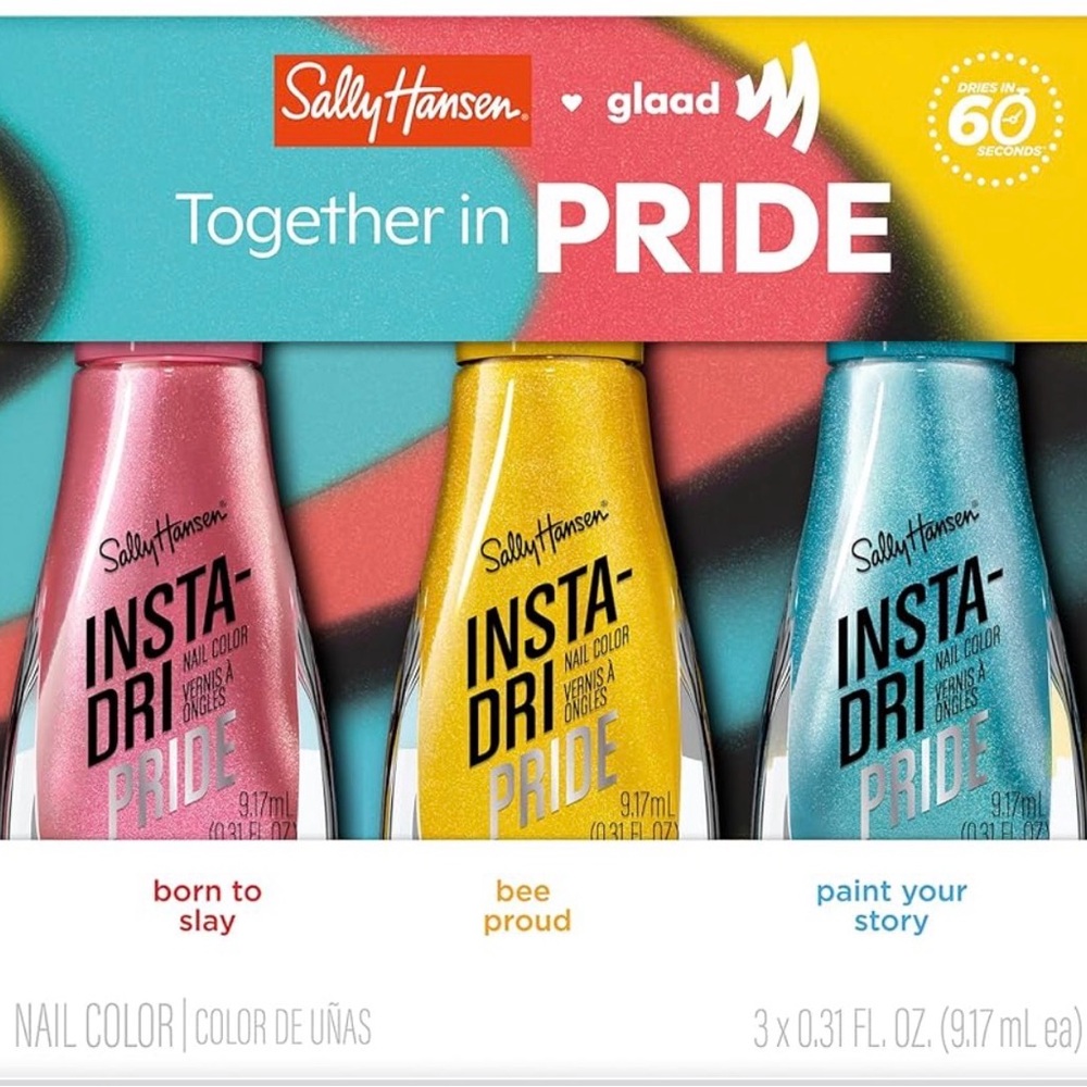 Sally Hansen Insta-Dri Pride 3 Pack - Pansexual Trio, 3 x 0.3oz